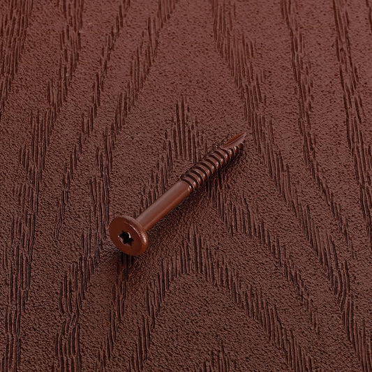 Starborn fascia screw in Burgundy on matching decking