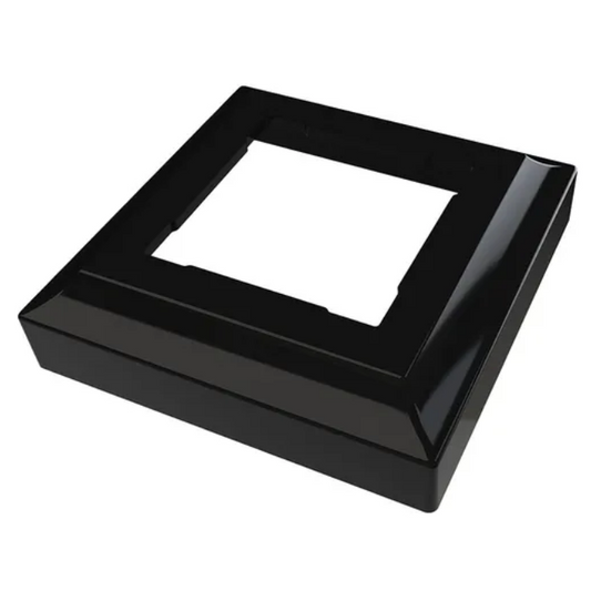 Keylink aluminum post base trim, black, angled view