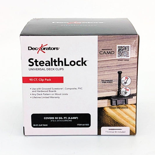 Box of Deckorators StealthLock universal deck clips, 90 count