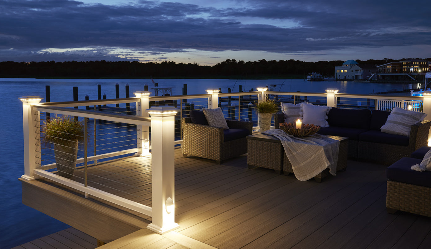 TimberTech Deck Rail Lighting at Night