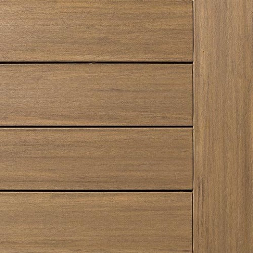 Weathered Teak color swatch, TimberTech Advanced PVC Vintage Collection.