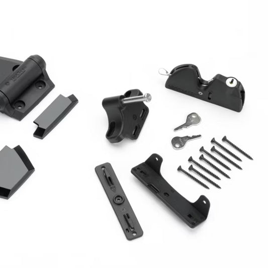 Trex gate hardware pack in black: hinges, latch, brackets and screws