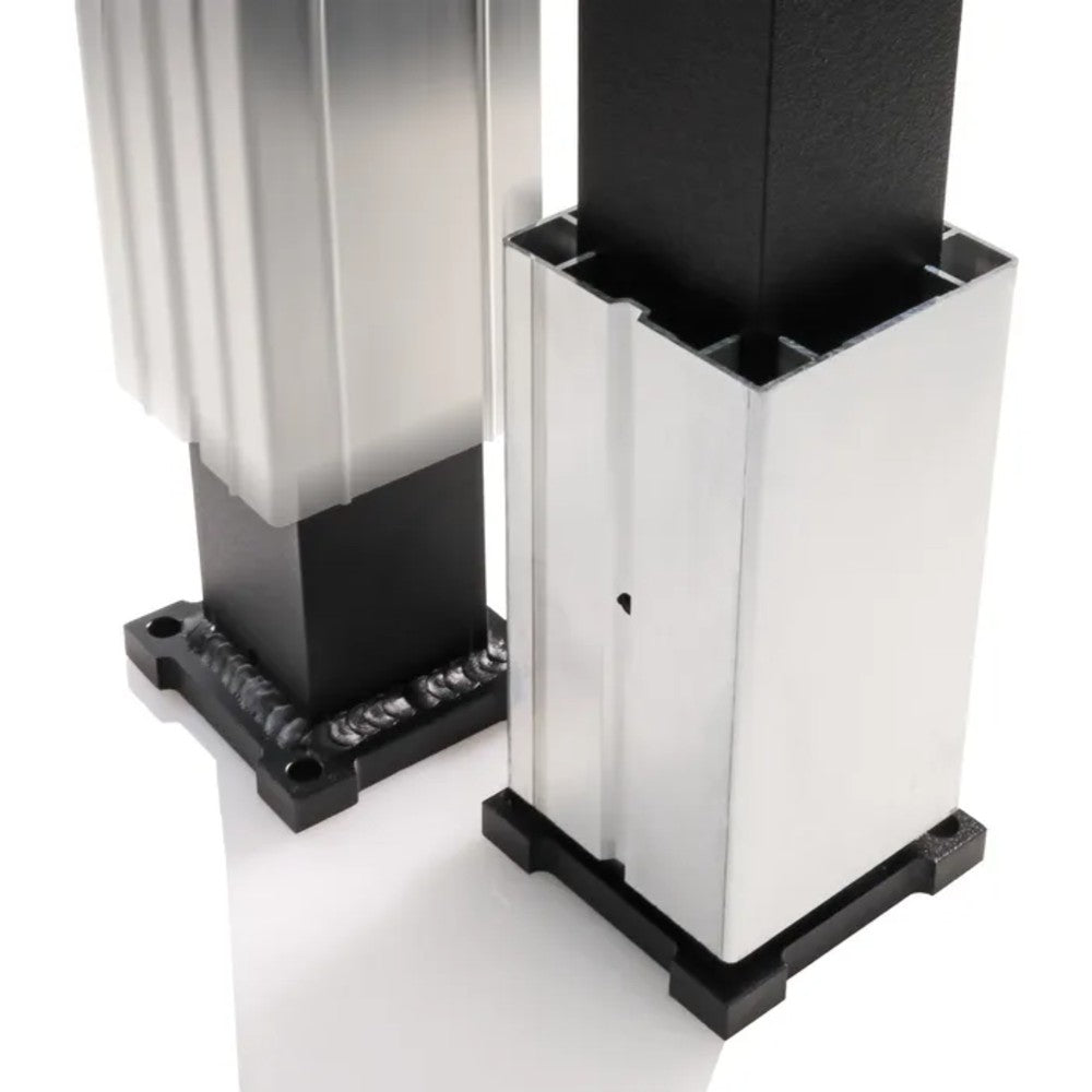Trex Transcend surface mount post base and aluminum post insert, close-up