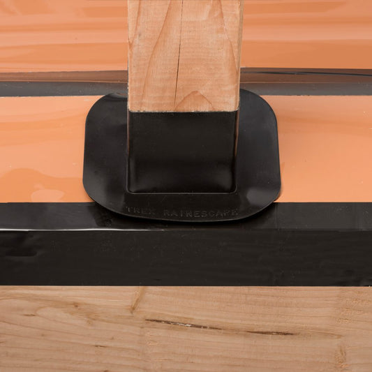 Trex RainEscape post flash sealing a post through deck framing