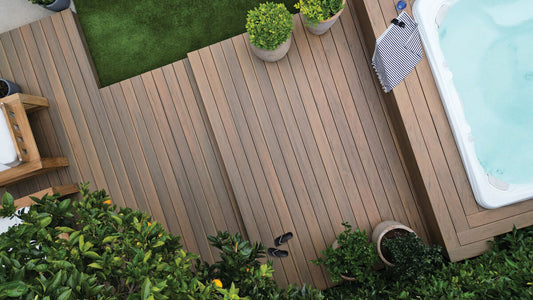 TimberTech decking for backyard hot tub