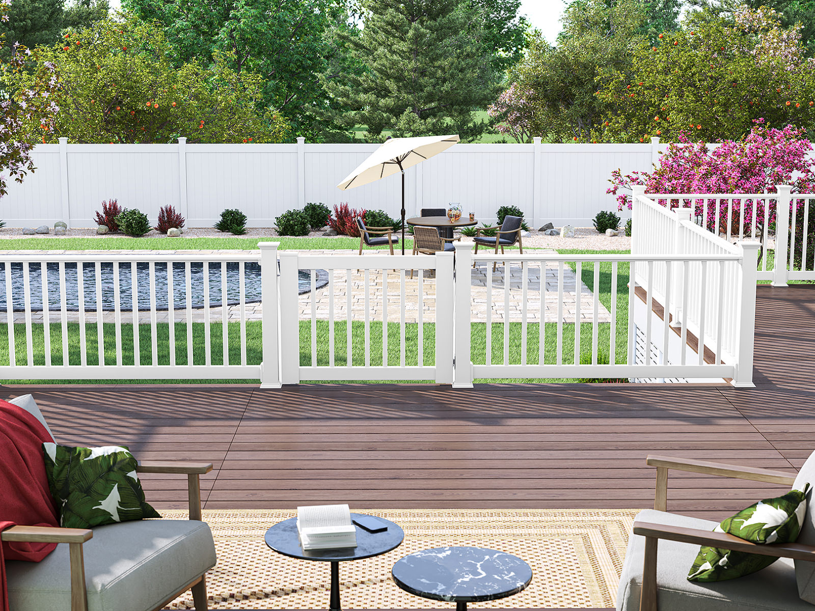 coastal railing with pool