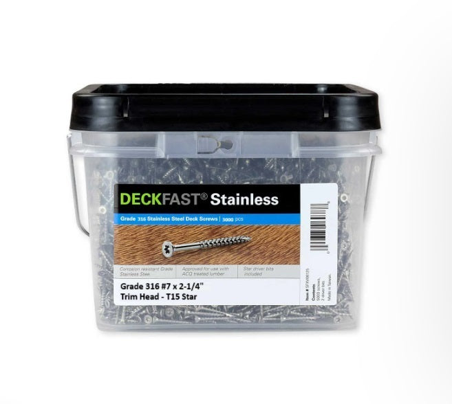 Starborn Deckfast® #7 x 2-1/4&quot; Trim Screw 316SS Hardware Starborn #7 x 2-1/4&quot; Trim Screw Bulk Pail - 3000 pcs