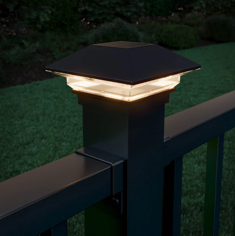 Deckorators® Classic Solar Post Cap Outdoor Lighting Deckorators 2-1/2&quot; (Base) Textured Black 