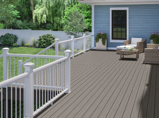 Composite Deck White Railing TREX Porch & Deck Railing|deck
