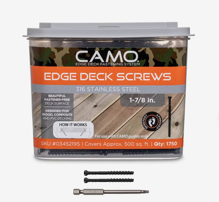 CAMO Edge Deck Screws 1-7/8&quot; - Stainless Steel Hardware CAMO Fasteners 1750 Count  