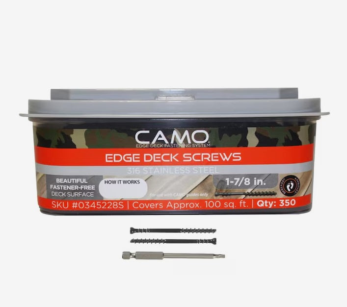 CAMO Edge Deck Screws 1-7/8&quot; - Stainless Steel Hardware CAMO Fasteners 350 Count  