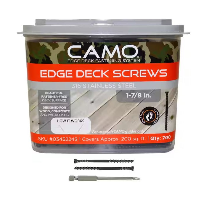 CAMO Edge Deck Screws 1-7/8&quot; - Stainless Steel Hardware CAMO Fasteners 700 Count  