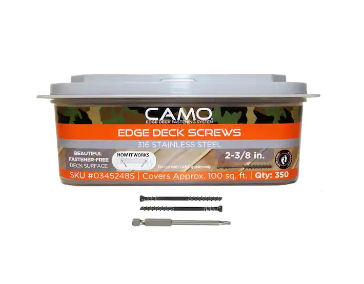 CAMO Edge Deck Screws 2-3/8&quot; - Stainless Steel Hardware CAMO Fasteners 350 Count  