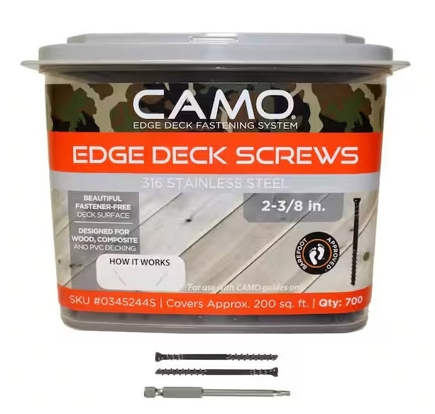 CAMO Edge Deck Screws 2-3/8&quot; - Stainless Steel Hardware CAMO Fasteners 700 Count  