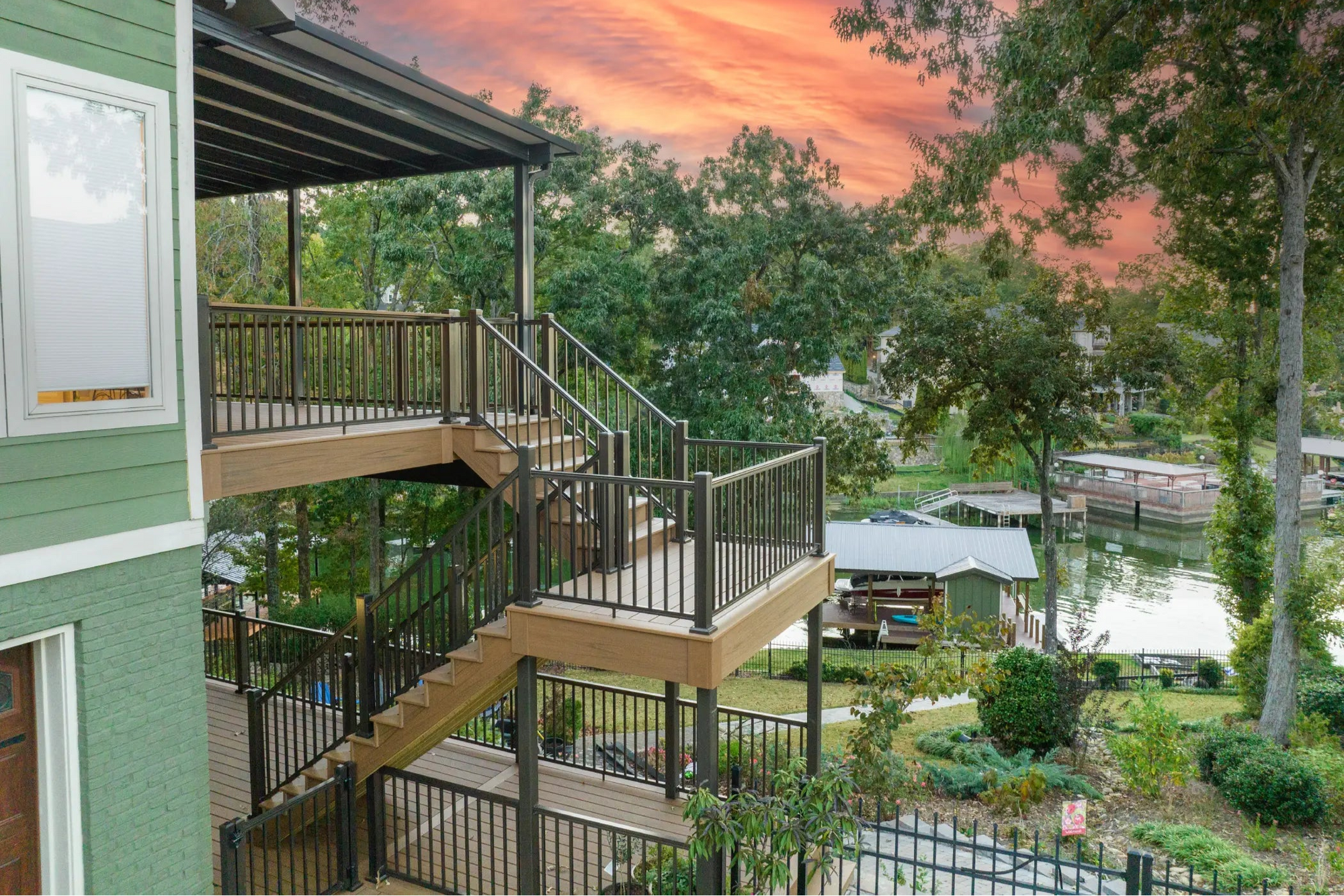 keylink railing home multi level deck