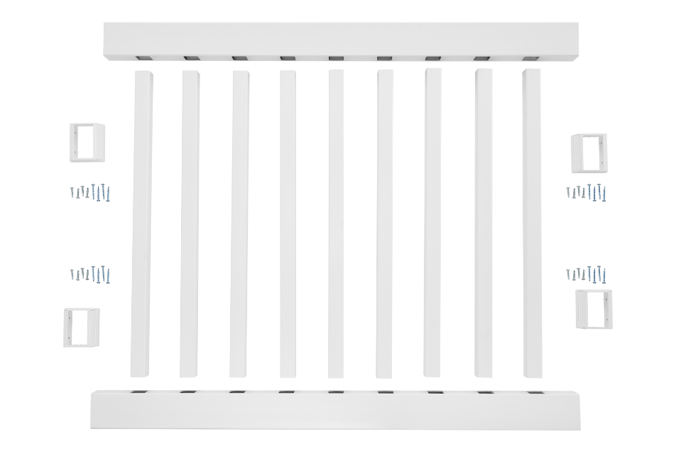 Wolf Railing - Traditional Flat Rail with Square Balusters - Single Aluminum PVC Railing Wolf   