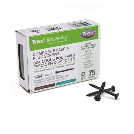 TREX Fascia Plug System Screws: Black, Epoxy, 1-3/4" x 75ct