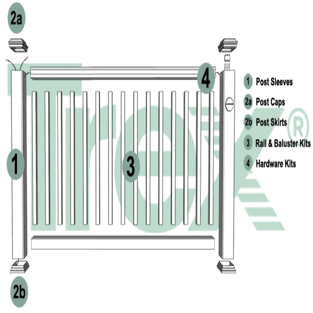 TREX Select Composite T-Rail and Black Round Baluster Kit