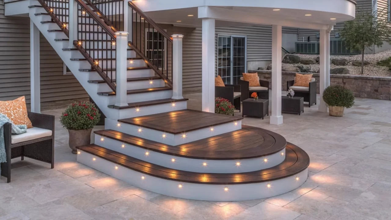 Multi-level deck design with recessed lighting