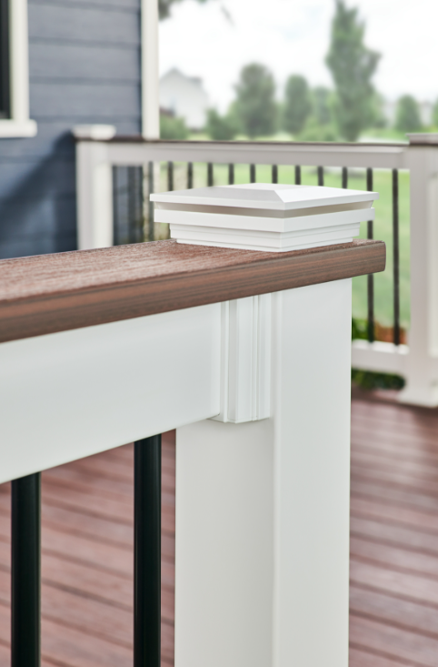 Wolf Railing - Deck Board Flat Rail with Round Aluminum Balusters - Single Aluminum Aluminum Railing Wolf   