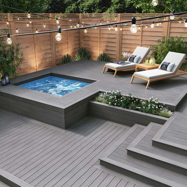 composite deck with hot tub
