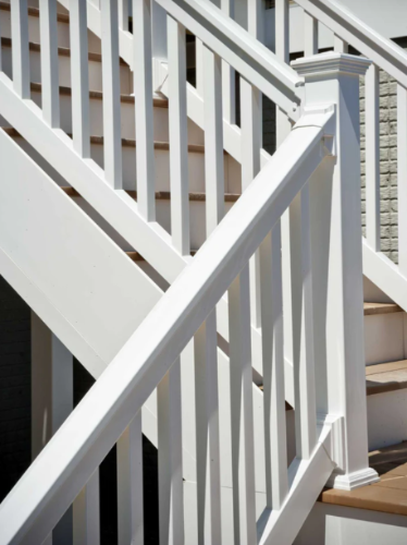 Wolf Railing - Traditional Stair Rail with Square Balusters - Double Aluminum PVC Railing Wolf   