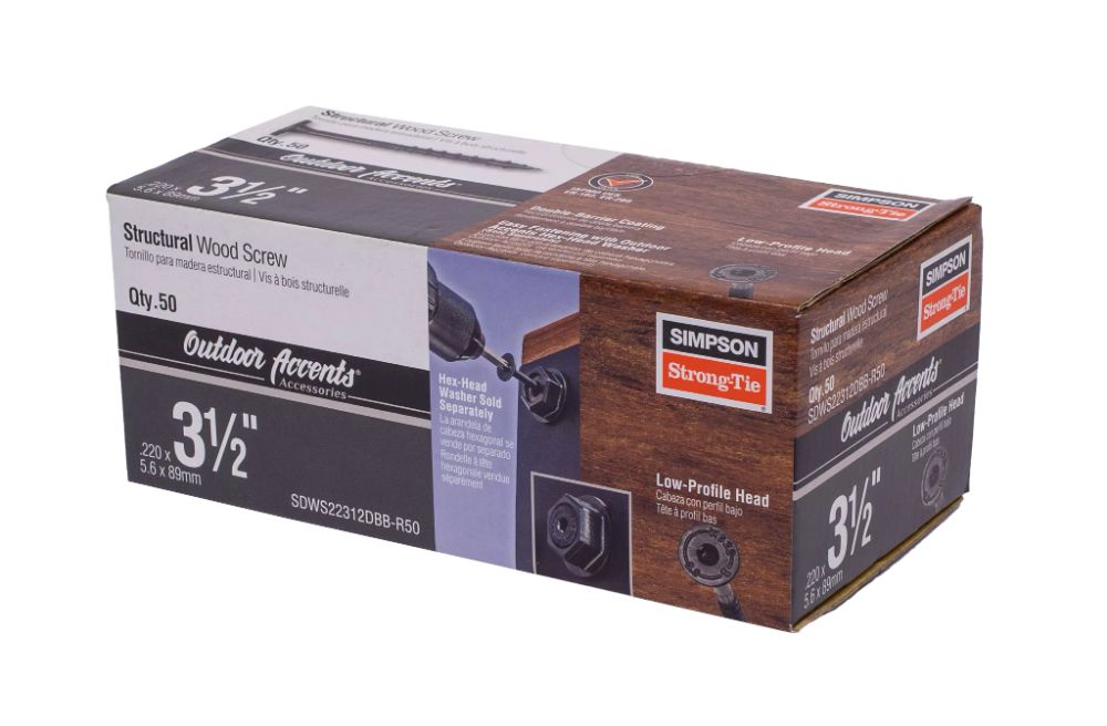 Simpson Strong-Tie SDWS22300DBR50 - 3-Inch x .220 Flat Head Structural Screws, 50 ct